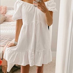 Puff Short Sleeve Tiered Babydoll Dress